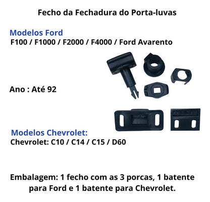 Fecho Porta Luvas Ford Séries F-100 F1000 F4000 F600 F11000 F140000 Até 1992