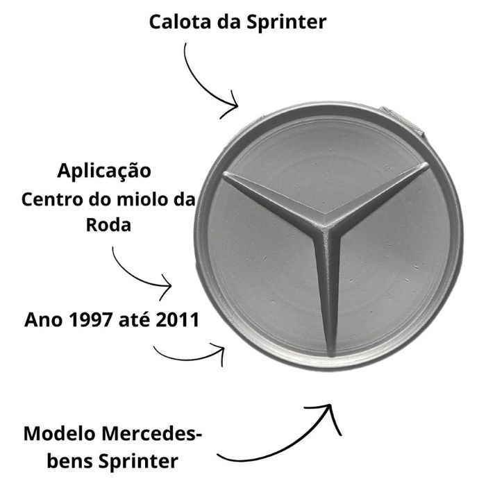 Calota Mercedes Sprinter 1997 a 2011 Jogo com 4 Peças Encaixe perfeito Alta Resistência