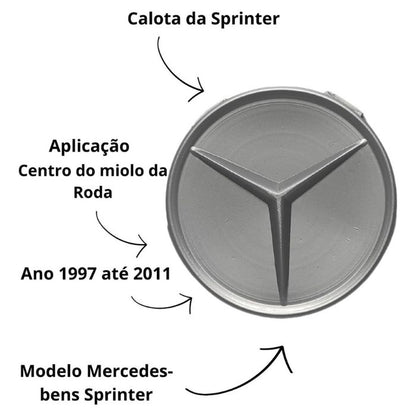 Calota Mercedes Sprinter 1997 a 2011 Jogo com 4 Peças Encaixe perfeito Alta Resistência